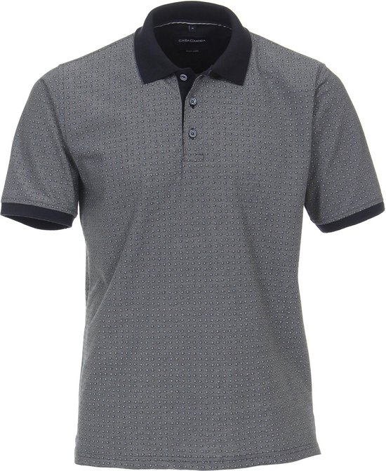 Casa Moda Polo Print Grijs Blauw Regular fit Heren Poloshirt Maat 3XL bol