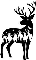 cerf debout montagne autocollant de voiture fenêtre autocollant wall sticker 12x19 noir