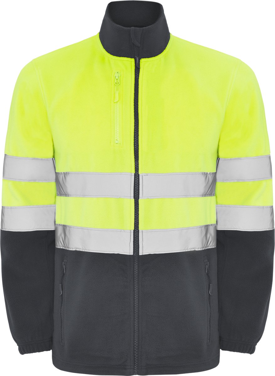 High Visibility Fleecejas Lood Grijs / Fluor Geel maat L model Altair merk Roly