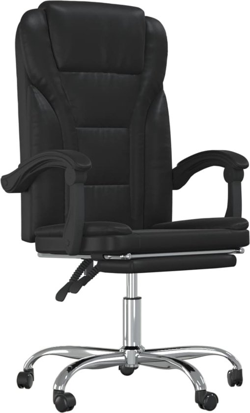 vidaXL Chaise de bureau réglable Faux cuir Noir