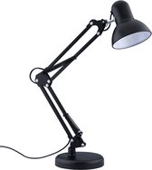 Lampe de bureau LED - Prixa Rety - Culot E27 - Ajustable - Rétro - Classique - Rond - Zwart Mat