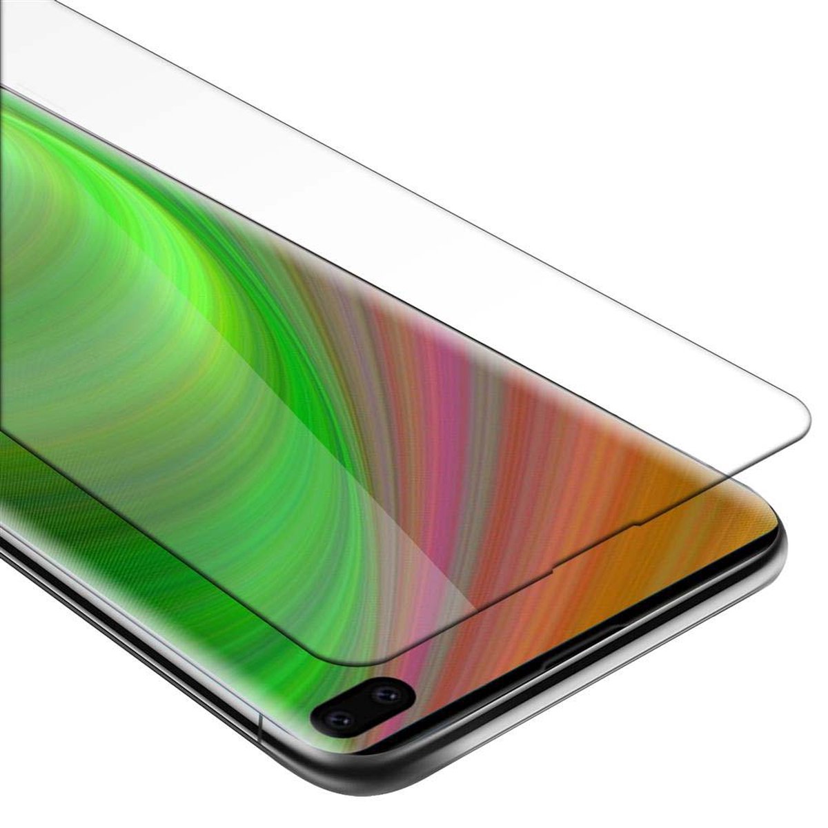 Cadorabo Screenprotector geschikt voor Samsung Galaxy S10 PLUS - Pantser film Beschermende film in KRISTALHELDER Geharde (Tempered) display beschermglas in 9H hardheid met 3D Touch