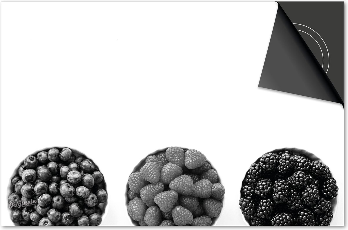 Inductie beschermer 59x52 - afdekplaat inductie mat - Dietrix Kookplaat beschermer - Exclusief - Groente en Fruit - Zwart wit fruitbakjes