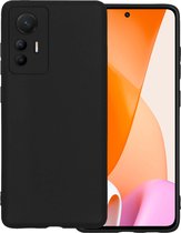 Hoes Geschikt voor Xiaomi 12 Lite Hoesje Siliconen Back Cover Case - Hoesje Geschikt voor Xiaomi 12 Lite Hoes Cover Hoesje - Zwart