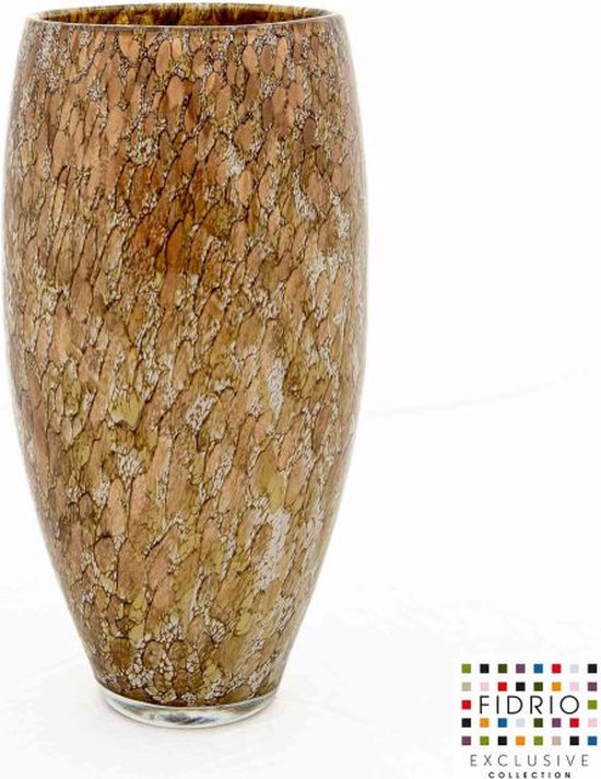Design Vaas OVAL - Fidrio GOLD - glas, mondgeblazen bloemenvaas - hoogte 40 cm