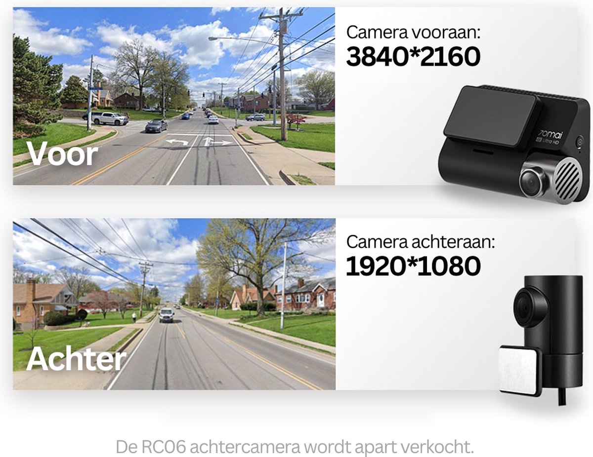 70Mai Dashcam 4K – Dashcam Voor Auto Voor En Achter – Bioscoop Kwaliteit – ADAS Systeem – Parkeercamera thumbnail 4