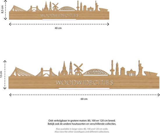 Debout Skyline Gand Bois de Bamboe - 40 cm - Décoration design - Décoration à placer - WoodWideCities