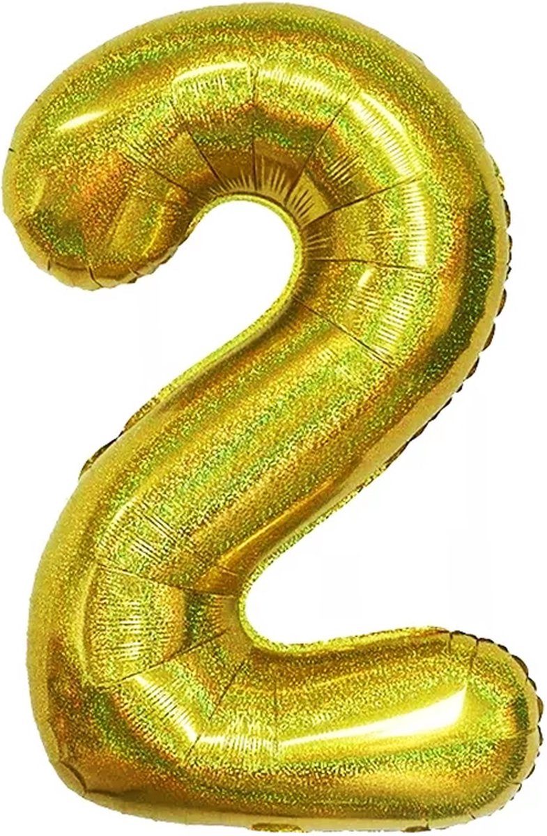 Folie Ballon Cijfer 2 Jaar Goud Glitter Verjaardag Versiering Helium Ballonnen Feest Versiering Rietje
