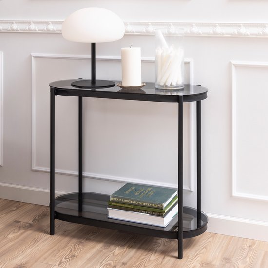 Sohome Glazen Sidetable 'Onelia' 86cm, kleur Zwart