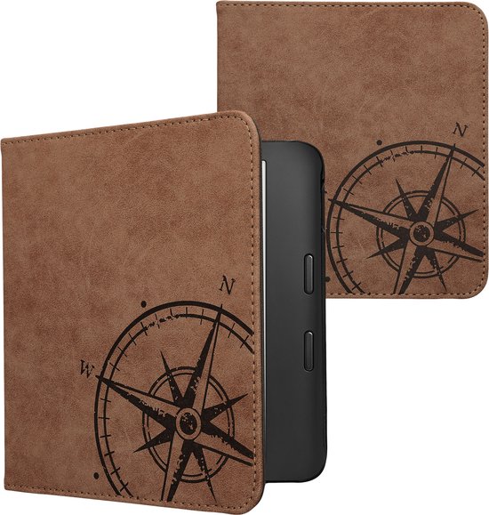 kwmobile ereader hoesje van kunstsuède - geschikt voor Kobo Libra 2 - Met magneetsluiting - In bruin — afbeelding 5