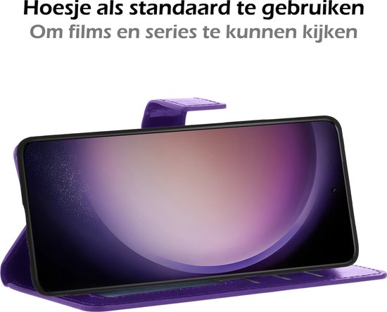 Samsung S23 Plus Case Bookcase Flip Case Book Cover With 2x Screen Protector Samsung Galaxy S23 Plus Case Book Case - Violet
