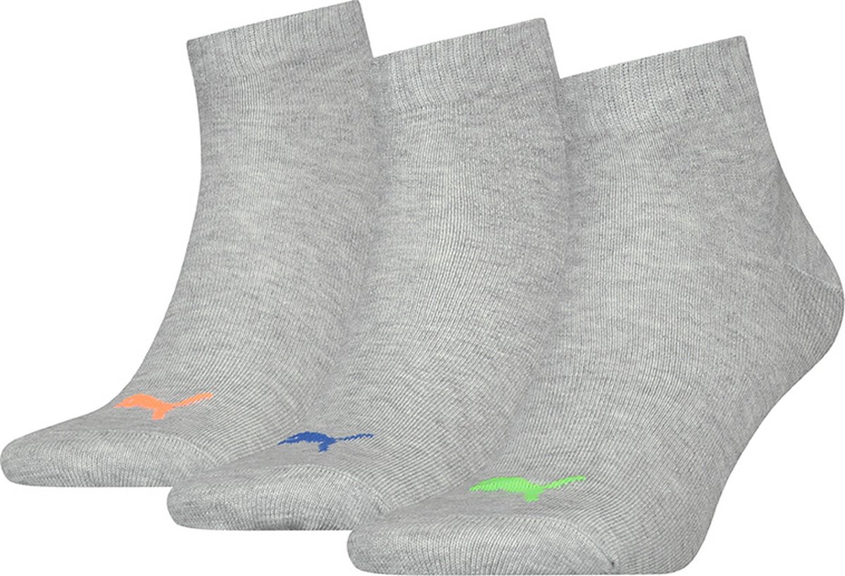 PUMA unisex 3P quartersokken Grijs