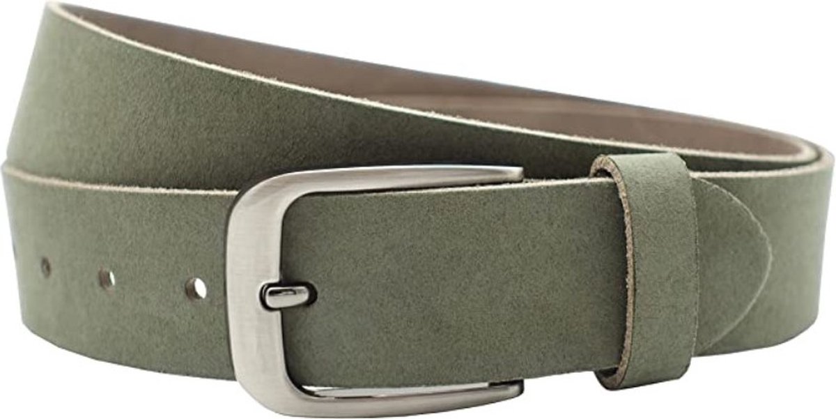 Fana Belts Leren Riem Nubuck Groen - Taillemaat 110 cm - Brede Riem Dames / Heren - Stoere Riem - Trendy