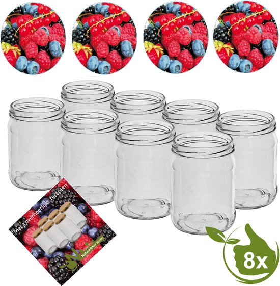 Inmaakpotten 500 ml met twist-off deksel (fruit) 8 stuks - glazenpotten 500ml