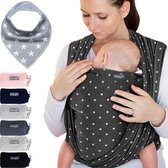 Porte-bébé gris foncé - porte-bébé de haute qualité pour les bébés jusqu'à 15 kg 95% Baumwolle / 5% élasthanne Gris foncé avec étoiles