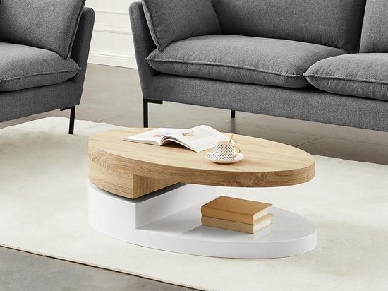 Mesa de centro Haarlem con estante 90x50x41 cm - Blanco y Aspecto