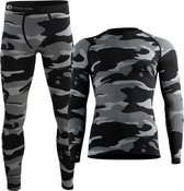 Thermoset pour homme - Thermo Suit - Vêtements thermiques longs - Camouflage Zwart - Taille L/XL