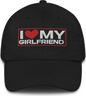 Yupoong - Heren Baseball Cap - Dames Pet - Geborduurd I Love My Girlfriend - Zwart - 1 Maat (verstelbaar)