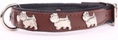 Dog's Companion Leren Halsband - Westie - Lengte: 45cm - Verstelbaar 35-41 cm x 20 mm - Bruin / Zwart