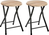 2x tabouret/chaise d'appoint - Pliable - noir/bois - 46 cm