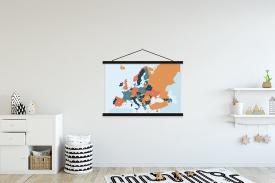 Affiche scolaire - Carte - Europe - Oranje - 150x100 cm - Lattes noires