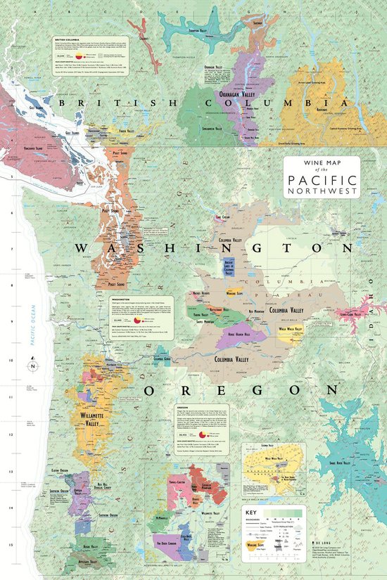 Poster - Washington en Oregon - wijn