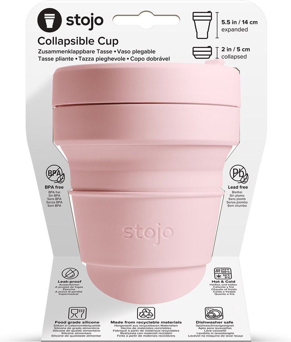 Stojo - Biggie Cup - 470 ml - Herbruikbaar - Opvouwbaar - Carnation