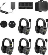 Saramonic WITALK-WT5D intercom systeem met 5 headsets om onderling te praten tijdens opname