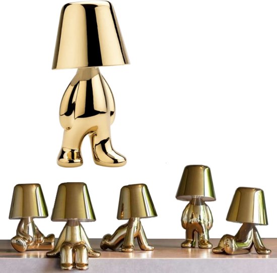 Bureaulamp 05 led dimbaar industrieel goud – lampje woonkamer oplaadbare tafellamp slaapkamer nachtlampje volwassenen – Touch