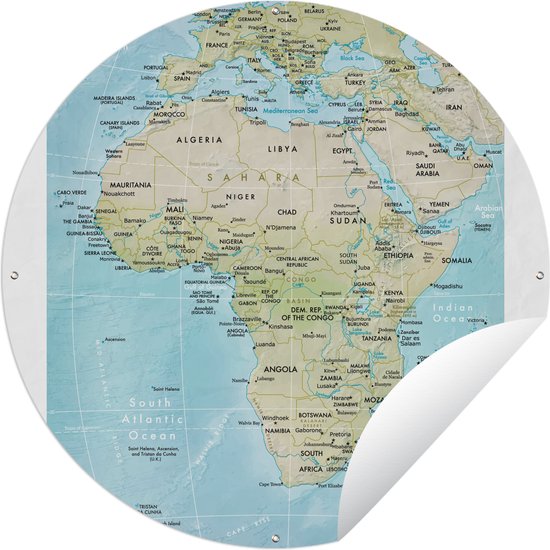 Tuincirkel Kaart - Afrikaans - Topografie - 60x60 cm - Ronde Tuinposter - Buiten