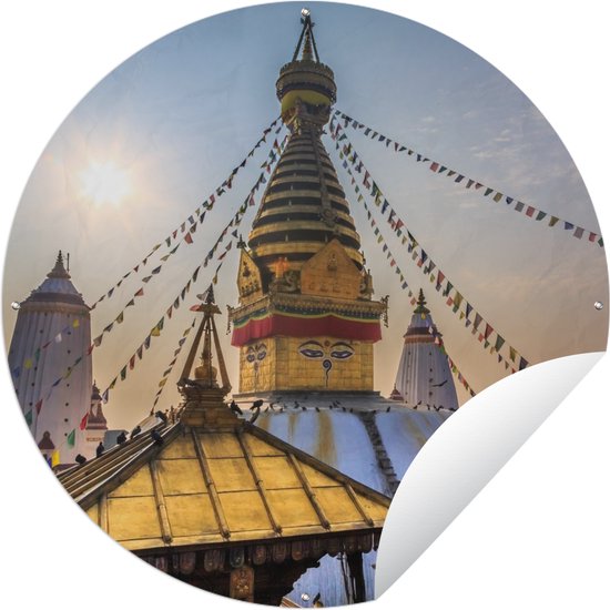 Tuincirkel Swayambhutnath tempel in Nepal - 60x60 cm - Ronde Tuinposter - Buiten