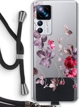 Case Company® - Hoesje met koord geschikt voor Xiaomi 12T Pro hoesje met Koord - Mooie bloemen - Telefoonhoesje met Zwart Koord - Bescherming aan alle Kanten en Over de Schermrand