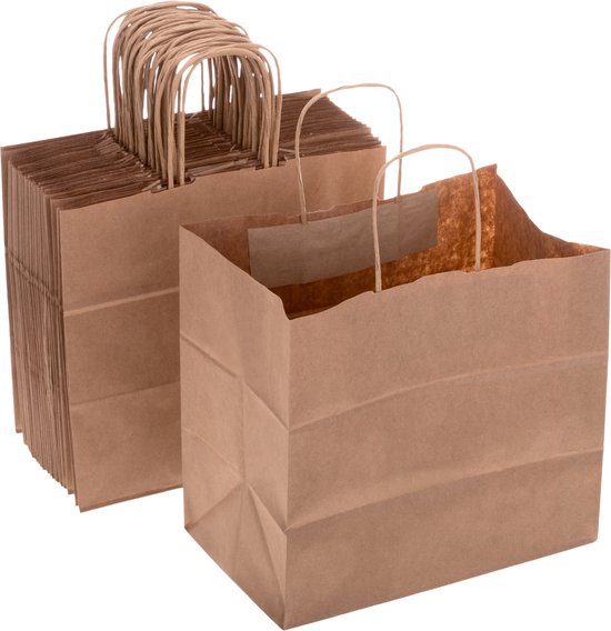 Gcardist 100 stuks grote cadeauzakjes van papier met handvatten, 33