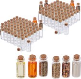 Bouteilles en verre Relaxdays avec bouchon - lot de 144 - mini bouteilles - pots de conservation - 10 ml