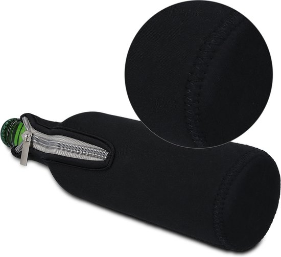 kwmobile 2 Flessenkoeler compatibel met 330-500ml fles - Voor bier en andere koude drankjes - Van geïsoleerd neopreen - Hoes voor fles in zwart. van kwmobile — afbeelding 3