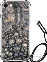 Shockproof Case iPhone SE 2022 | 2020 | 8 | 7 Telefoon Hoesje met doorzichtige rand Krokodillenprint