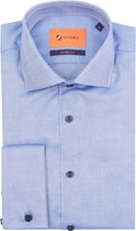 Suitable - Overhemd Fijne Ruit Blauw DM22-02 - Heren - Maat 42 - Slim-fit