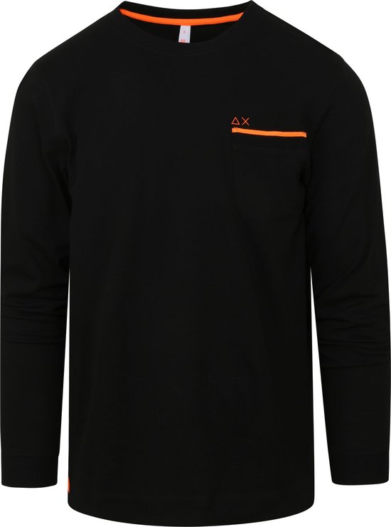 Sun68 - Long Sleeve T-Shirt Zwart - Heren - Maat L - Modern-fit