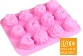 EIZOOK Moule à pâtisserie en silicone - 12 formes différentes - Tartes - Mousses - Gelées - Glaces - Rose