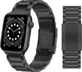 By Qubix Titanium schakelband - Zwart - Geschikt voor Apple watch 42mm - 44mm - 45mm - 49mm