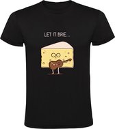 Let it brie Heren T-shirt - muziek - eten - kaas - gitaar - rock - popmuziek - gitarist - grappig