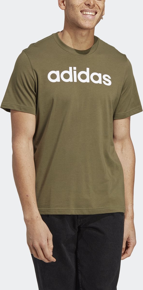 adidas Sportswear Essentials Single Jersey Linear Geborduurd Logo T-shirt Heren Groen