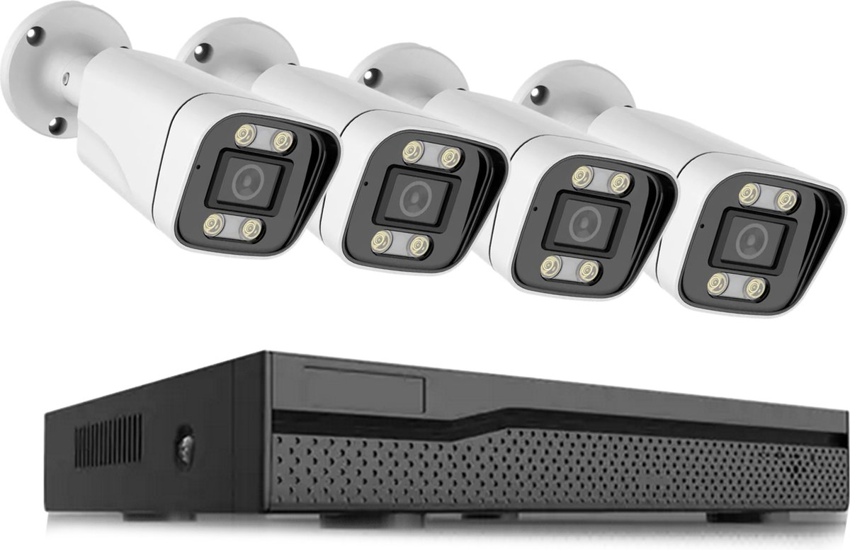 Compleet Camera Beveiliging Set met 4x POE Camera - Bekabeld - + 1TB HDD - Beveiligingscamera voor Buiten - Bewakingscamera - 5MP
