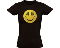 Koptelefoon Smile Dames T-shirt - play - music - dj - radio - geluid - sound - festival - disco - discotheek - shirt