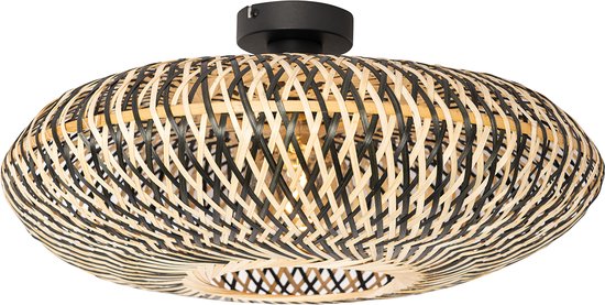 QAZQA ostrava - Oosterse Plafondlamp - 1 lichts - Ø 50 cm - Zwart - Woonkamer | Slaapkamer | Keuken