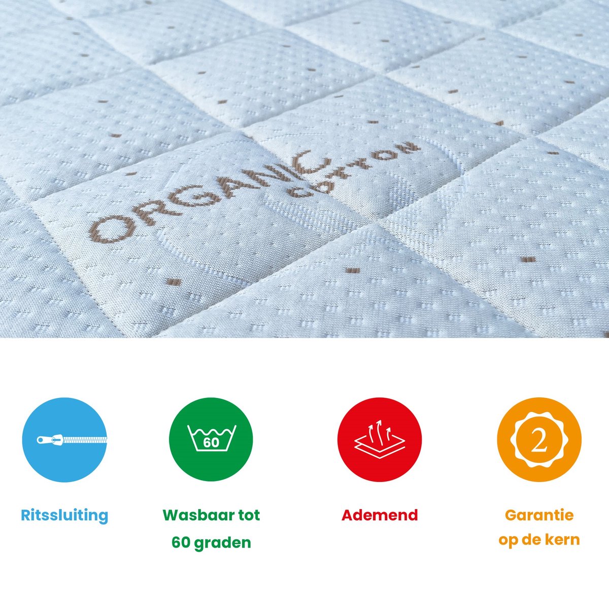 Matrassenmaker Babymatras 40x80 cm - HR40 Koudschuim - Organisch Katoen - Afritsbare Hoes - 8 cm Hoog