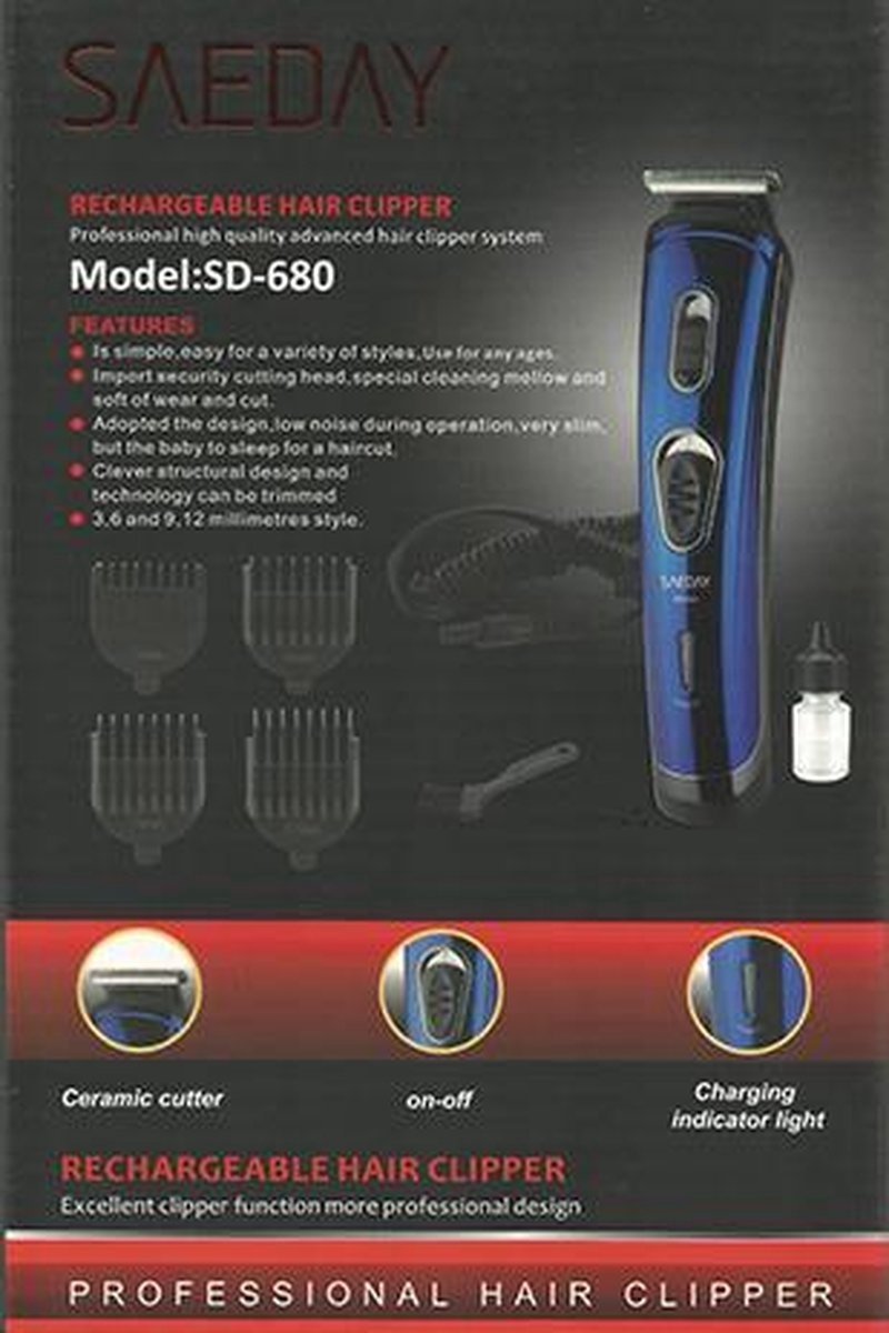 Saeday Haar En Baard Trimmer SD-680 - Oplaadbaar