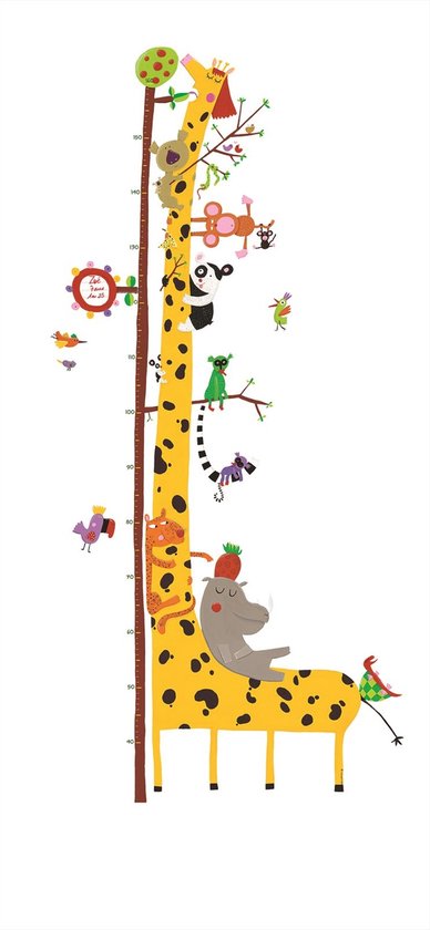 Djeco - Groeimeter Giraf met jungledieren - Muurstickers