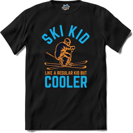 Ski Kid | Skiën - Bier - Winter sport - T-Shirt - Unisex - Zwart - Maat L