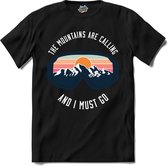 The Mountains Are Calling And I Must Go | Snowboarden - Bier - Winter sport - T-Shirt - Unisex - Zwart - Maat S